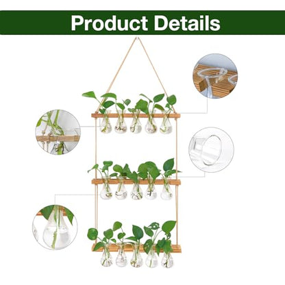 XXXFLOWER Wall Hanging Propagation Station 5 Bulb Vase 3 Tiers - size: Natural-15 Bulb Vase