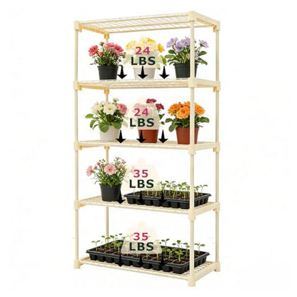 Purlyu Mini Greenhouse for Indoor Outdoor, Small Plastic Plant Green House 4-Tier Rack Stand Portable Greenhouses with Durable PE Cover for Seedling, 2.5x1.6x5.2 FT - style: Steel Frame+PE cover(white)