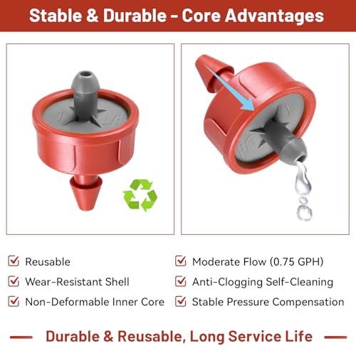 50pcs 0.75 GPH Pressure Compensating Drippers for Drip Irrigation - size: 0.75 GPH 50PCS