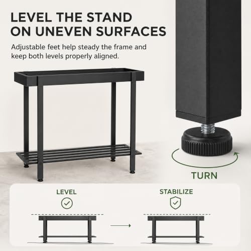 Honla 2 Tier Metal Plant Stand,Indoor Outdoor Plant Table for Window,Black - color: Black