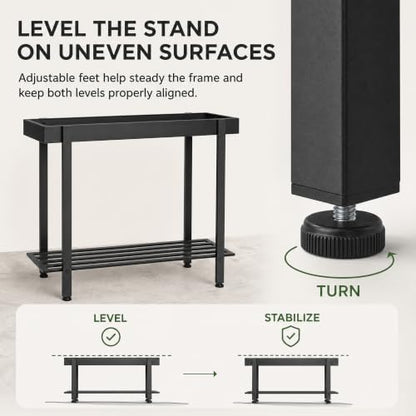 Honla 2 Tier Metal Plant Stand,Indoor Outdoor Plant Table for Window,Black - color: Black