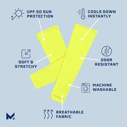 MISSION Cooling Sun Sleeves - Lightweight, Stretch Fabric - Cools Up to 2 Hours - UPF 50 Sun Protection - Machine Washable - color: Safety Yellow