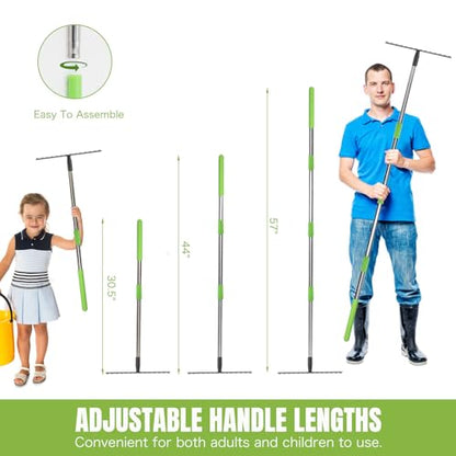 14 Tines Adjustable 30.5-57 Inch Bow Rake, Metal for Gardening - color: 14 Tines