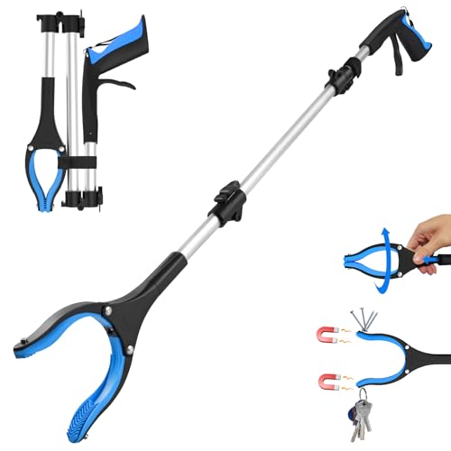 Grabber Reacher Tool 36 Inch, Foldable Grabber with Anti-Slip 360° Rotating Jaw, Magnetic Tip for Seniors, Heavy Duty Reacher Grabber Pickup Tool for Elderly After Surgery Recovery - size: 36 Inch