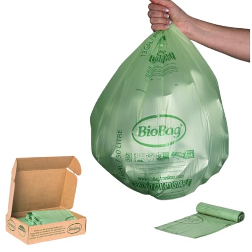 13 Gallon Tall Kitchen Compostable Trash Bags by BioBag, 48 Count, BPI Certified, Meets ASTM D6400 Standards, Made in USA, Food Scrap Bin Liners - style: 48 Count