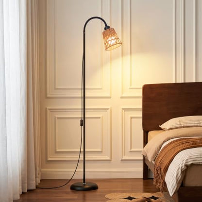 Boho Black Floor Lamp for Living Room,Bulb Included - color: Black-1