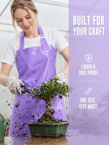Molaxhome TPU Waterproof Apron Oil-resistant Chef Apron for Unisex Kitchen - color: Purple