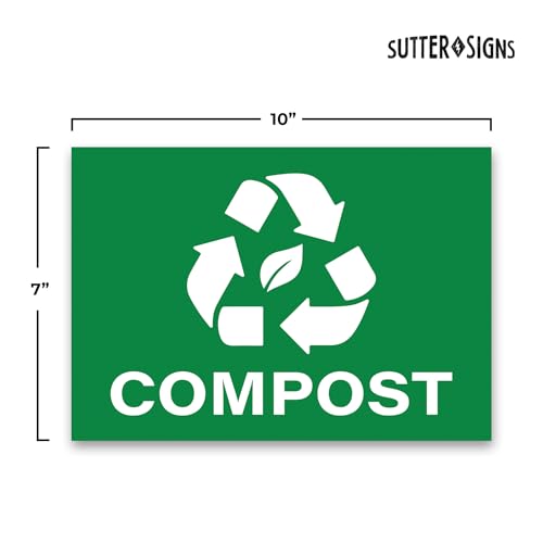 Compost Stickers, Green, 7" x 10" (Pack of 4) - size: 7" x 10" (Pack of 4)