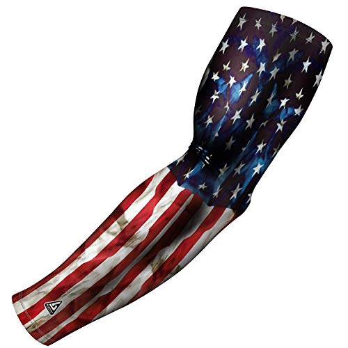 B-Driven Sports Sleeve Pro-Fit - Patriotic Arm Sleeve - USA, Cuba, Mexico, Israel, Canada, Venezuela, Dominican Rep. - Single - color: Usa Worn Flag, size: XXXX-Small (Youth Small)