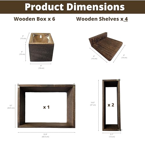 LaLaGreen Wooden Floating Shelves (13-Piece Set) Indoor Wall Mounted Plants - size: 13-pc set