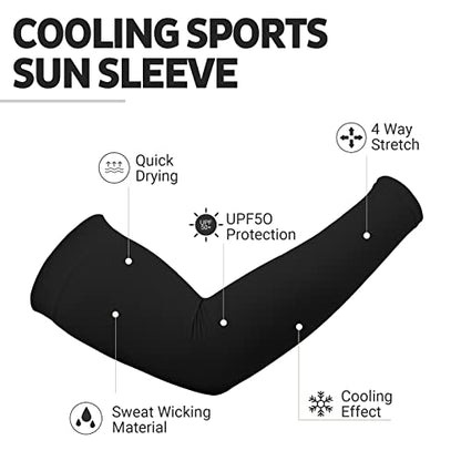 HEGCOIIE UV Sun Protection Arm Sleeves for Men & Women - Tattoo Cover Up - UPF 50 Cooling Sleeve for Golf, Cycling - color: 5 Pairs - Black & White & Grey & Blue & Skin Tone