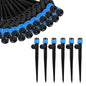 60 Pcs Drip Irrigation Emitters with Stake - Adjustable Drip Emitter Vortex for 1/4" Drip Line Irrigation Tubing - Drip Irrigation System Parts Drippers Sprinkler Heads for Garden Watering System-Blue - style: 60 Pcs Blue Drip Emitters Vortex
