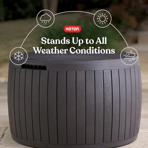 Keter Circa Outdoor Storage Deck Box, 37 Gallon, Brown - color: Brown