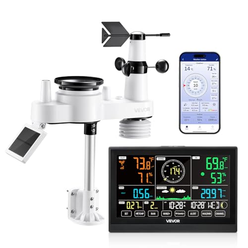 VEVOR 7-in-1 Wi-Fi Weather Station, 7.5-inch VA Display with App, Wireless - style: 7-in-1 WiFi with APP