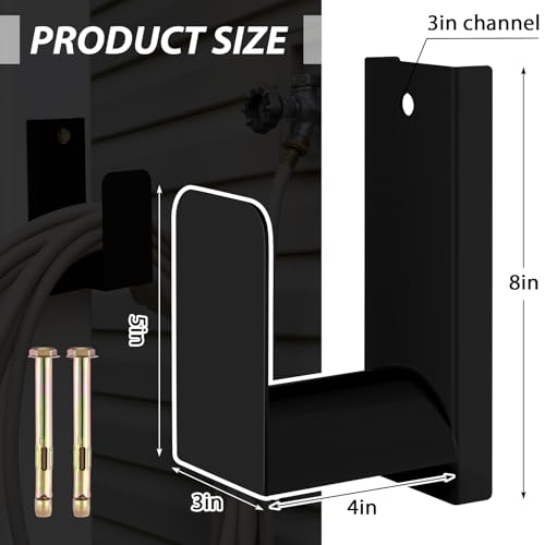 CroBlissful Garden Hose Holder Wall Mount Metal, Black - color: Black