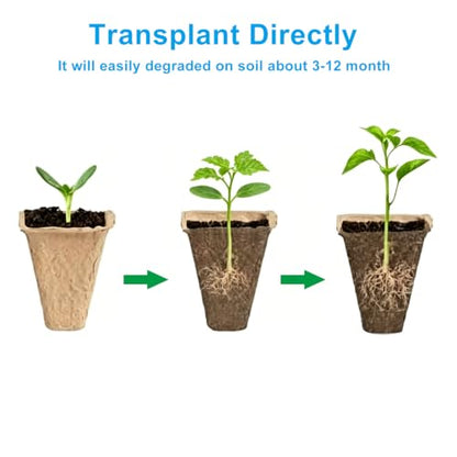 Peat Pots, 144 Cells, 12 Pcs Biodegradable Seed Starter Trays - size: 12 Cells