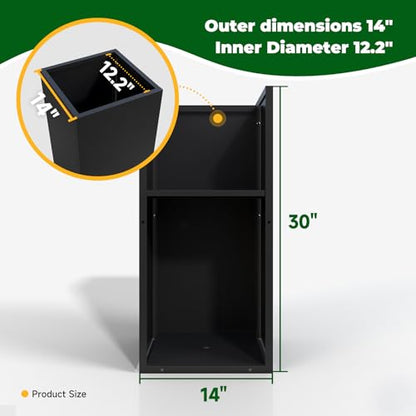 Metal Planter Box for Outdoor 14"x14"x30" Tall Metal Outdoor Planters Box - color: Black