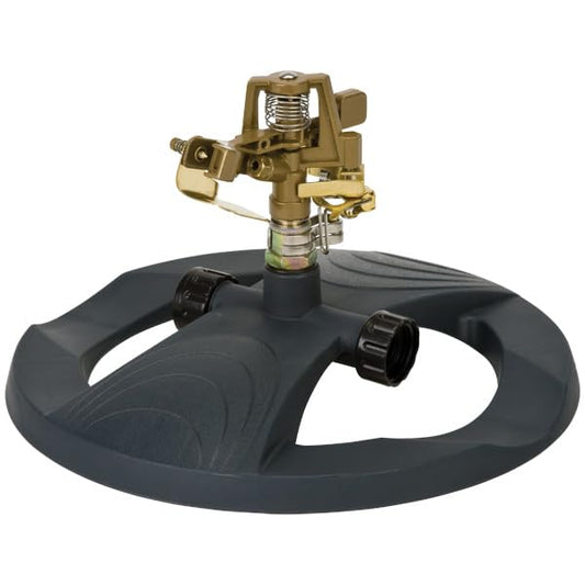 Melnor 65195AMZ Deluxe Pulsating Lawn Sprinkler, 85 ft. Diameter Coverage, Adjustable Watering Pattern, Metal Spray Head, Weighted Sled Base, Grey - style: Weighted Base