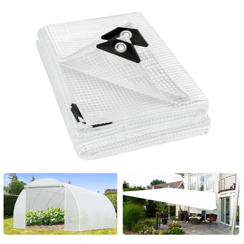 8X10FT Heavy Duty Clear Greenhouse Tarp, 16 Mil, Waterproof, Grommets - size: 8*10ft-1PC