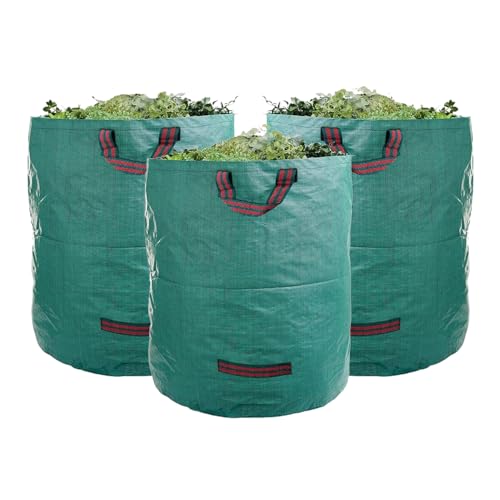 CAMPFIRE 3 Pack 72gallon Garden Waste Bags (H30, D26 Inches) With Handles, Heavy Duty Leaf Bags, Reusable Lawn Garden Bags And Yard Waste Bags, Suitable For Leaf Collectors