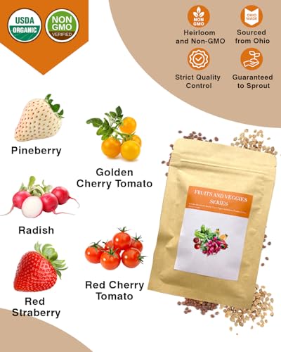 Red Strawberry and Pineberry Seed Pod Kit for AeroGarden, idoo, Ahopegarden, MUFGA with Strawberry, Pineberry, Radish, Red/Golden Harvest Cherry Tomato - Compatible with All Hydroponics (12-Pod) - color: strawberry, size: 12-pod