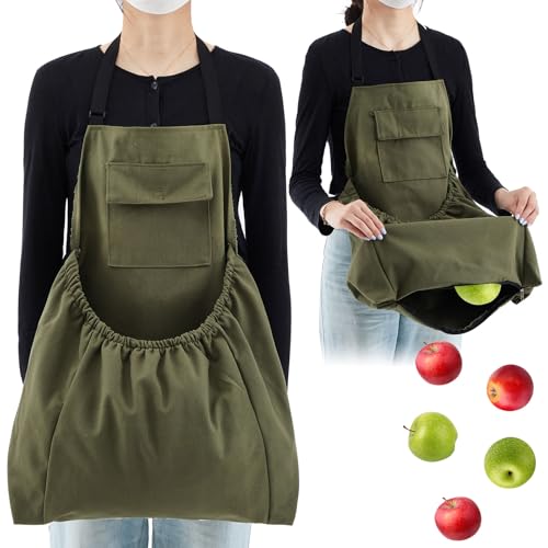 Maiteenly Gardening Apron with Release Pockets, Green Classic