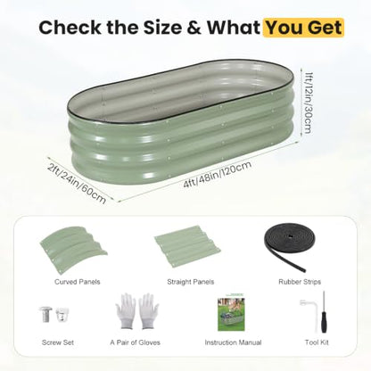 Galvanized Raised Garden Bed Outdoor, 4x2x1FT Planter Box, PeaGreen - color: Pea Green, size: 4x2x1ft (1 PC)