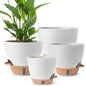Self Watering Pots for Indoor Plants 12/10/9/8 Inch Plastic with Reservoir - color: White