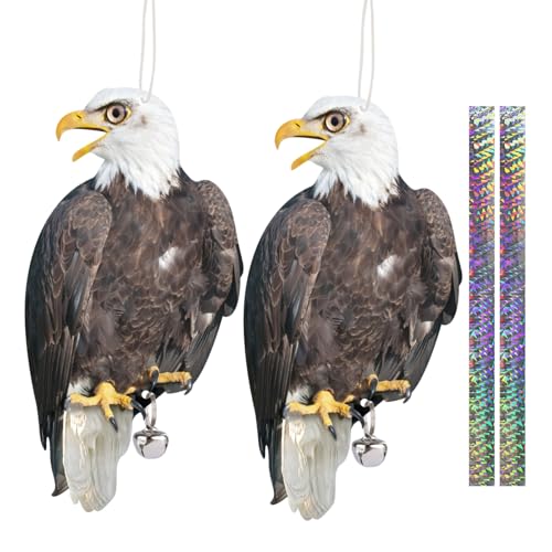 Plastic Hawk to Scare Pigeon Away from Porch Patio Balcony, 2Pcs Flat Fake Hawk to Keep Pigeon Away with Reflective Tape, Pigeon Scare Devices Garden Hawk to Scare Woodpecker Squirrel for Outdoor - color: Black 01, size: 2 Pcs