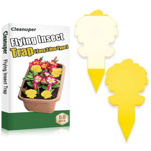 58 Pack Yellow Sticky Gnat Traps for Plants - Fungus Gnat Killer, Fruit Fly Traps for Indoors, Gnat Sticky Traps for Plants, Family Friendly Design, Ice Cream Shape