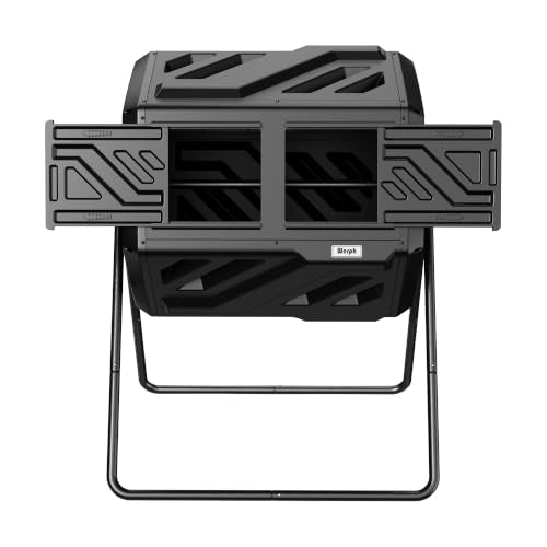 Werph 43 Gal Dual Chamber Compost Bin Tumbler for Backyard Garden, Black - color: Black