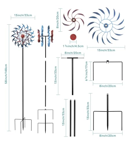 4 Layer Wind Spinners Metal Vine Scroll Kinetic Garden Yard Art Decor - color: Vine