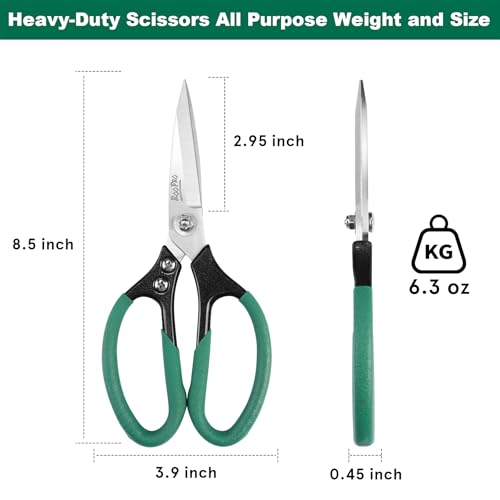 Utility Scissors All Purpose Heavy Duty 8.5 inch Sharp Blades - color: Green