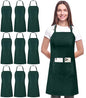 Utopia Kitchen Bib Aprons 10 Pack Adjustable With 2 Pockets - color: Green