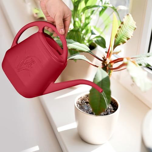 Hand Watering Can - for Home Plant Garden - 1/2 Gallon - Wine Red - color: Wine Red