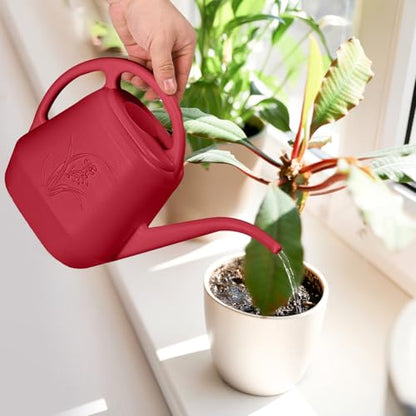 Hand Watering Can - for Home Plant Garden - 1/2 Gallon - Wine Red - color: Wine Red