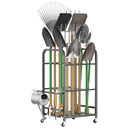 WALMANN Garden Tool Organizer with Wheels, Rakes/Shovels/Yard Tools Stand - style: Small-stand