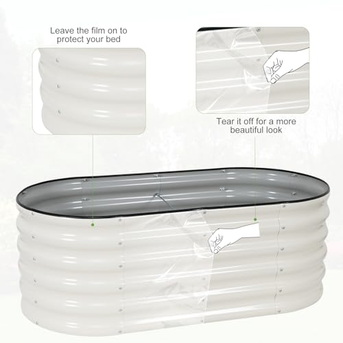 Galvanized Raised Garden Bed - 2 Pcs 4x2x1.4FT Planter Box, White - color: White, size: 4x2x1.4ft