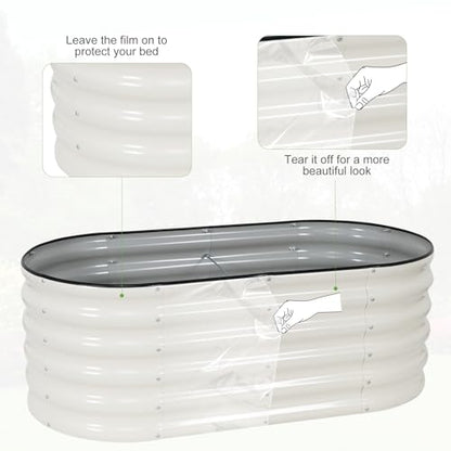 Galvanized Raised Garden Bed - 2 Pcs 4x2x1.4FT Planter Box, White - color: White, size: 4x2x1.4ft