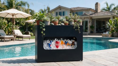 Metal Outdoor Planter Box 36INx12INx28IN - color: Black