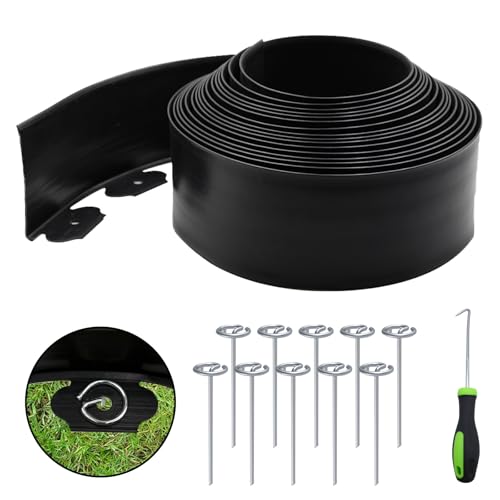 Landscape Edging Kit LOLEDE– 33FT Flexible Paver Edging, 4" Tall Lawn Border with 30 Rust-Resistant Stakes – Ideal for Flower Beds, Lawns, Driveways, and Gardens - size: 4 in * 33 ft