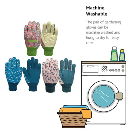 Gardening Gloves for Kids,Toddler,Children,Gift,Cute Pattern,Age3-8 - color: 3 Pairs Per Pack, size: Medium