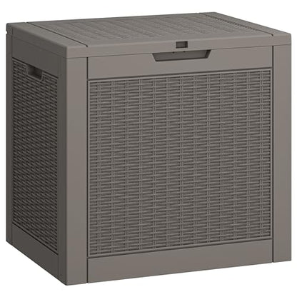 LHBGO 31 Gallon Deck Box, Resin Outdoor Storage Box, Waterproof and UV Resistant Deck Box, Lightweight Storage Box for Garden Tools, Pool Supplies