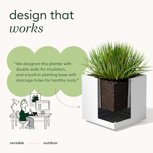 Veradek Block Series Cube Planter - Square Outdoor Planter - color: White, size: Small - 2 Pack