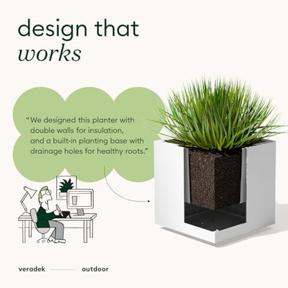 Veradek Block Series Cube Planter - Square Outdoor Planter - color: White, size: Small - 2 Pack