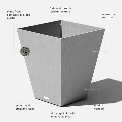 Veradek Pure Series Nobleton Planter - Tapered Square Outdoor Planter - color: Gray, size: 22 inch