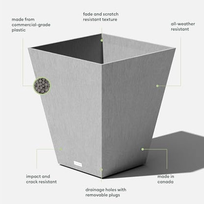 Veradek Pure Series Nobleton Planter - Tapered Square Outdoor Planter - color: Gray, size: 22 inch