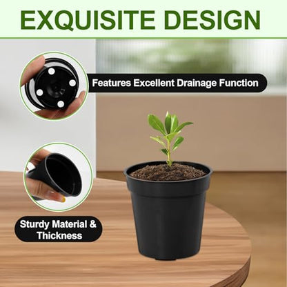 120 Pcs 2 Inch Black Mini Nursery Pots, Seedling Pots with Drainage Holes - color: Black