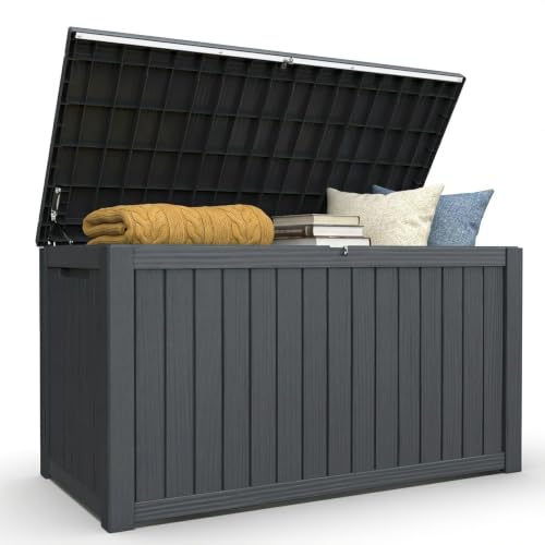 200 Gallon Waterproof Outdoor Storage Box, Lockable Deck Boxes With Handle, Indoor and outdoor Resin Storage Box for Garden Tools, Patio Cushions, Package Delivery, Black - size: 200 Gal