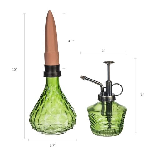 Topadorn Glass Plant Watering Kit, Plant Mister Spray Bottle - color: Green